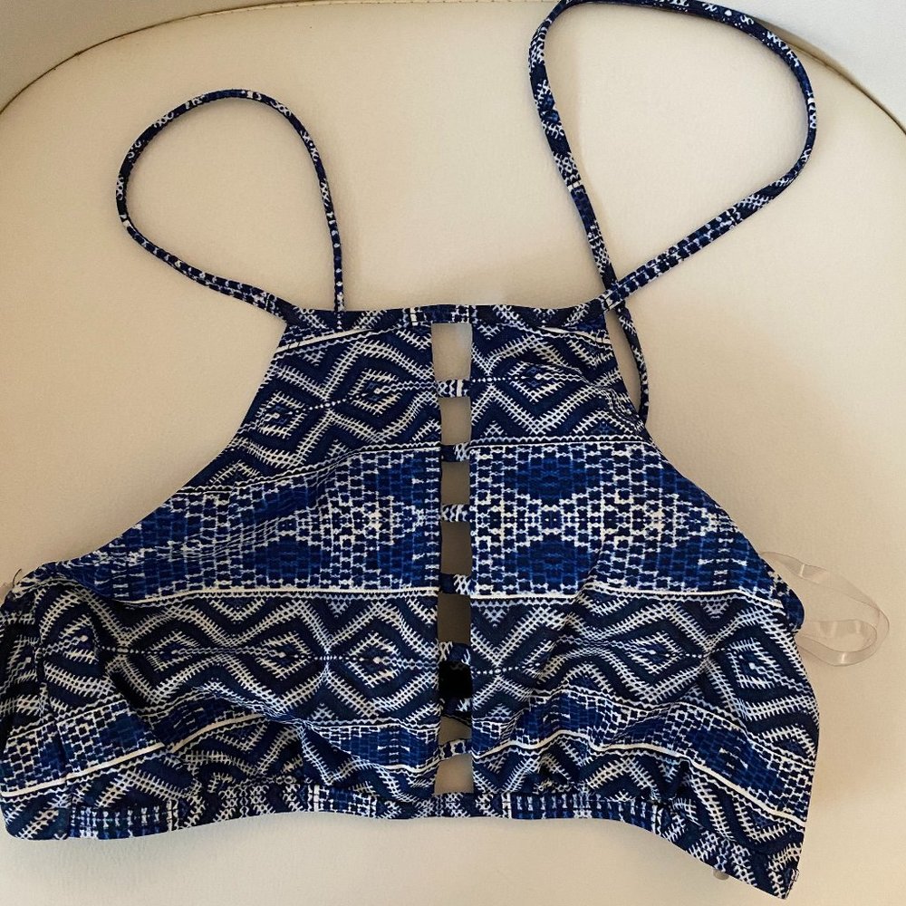 Tribal print halter top bathing suit top